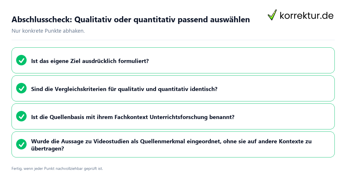 Konkreter Abschlusscheck zu Qualitativ oder quantitativ passend auswählen