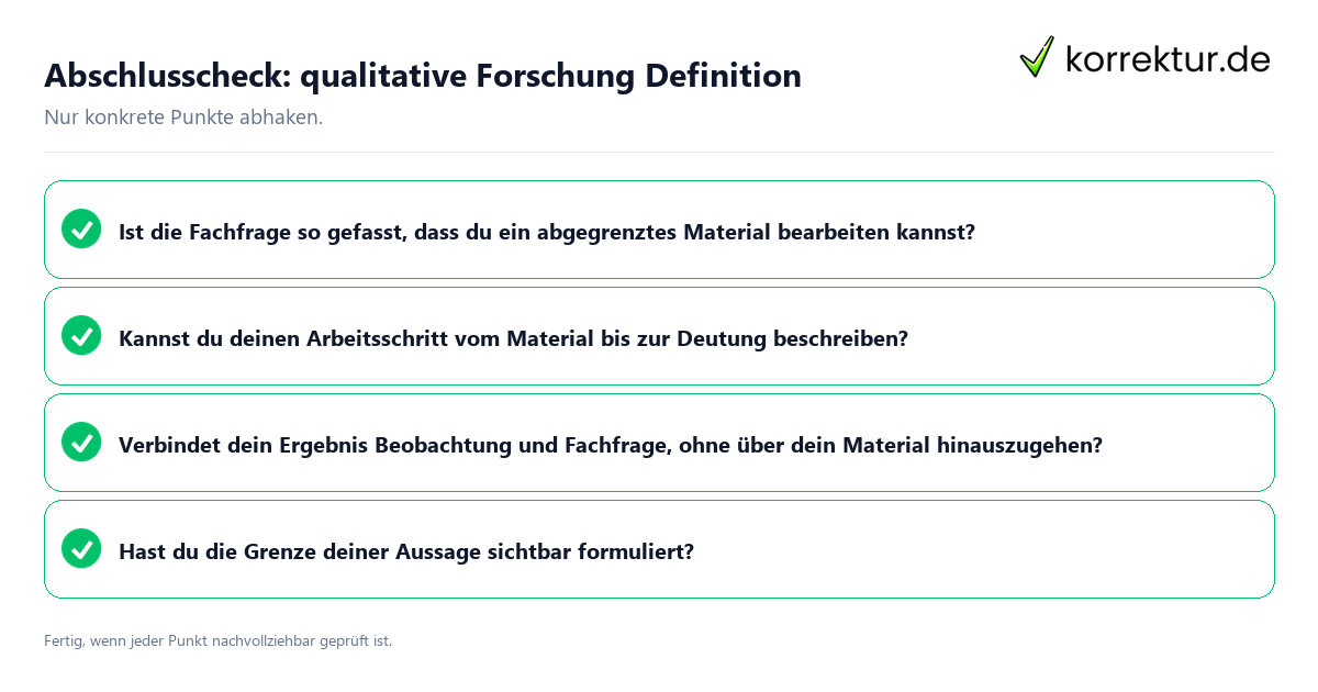 Abschlusscheck: qualitative Forschung Definition Konkreter Abschlusscheck zu qualitative Forschung Definition