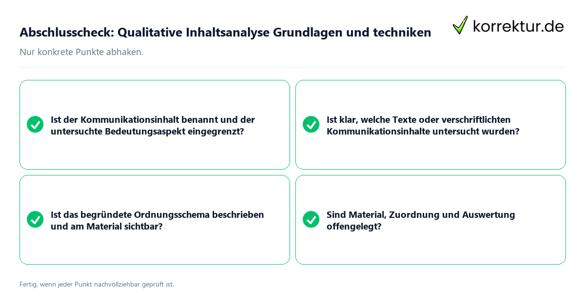 Konkreter Abschlusscheck zu Qualitative Inhaltsanalyse Grundlagen und techniken