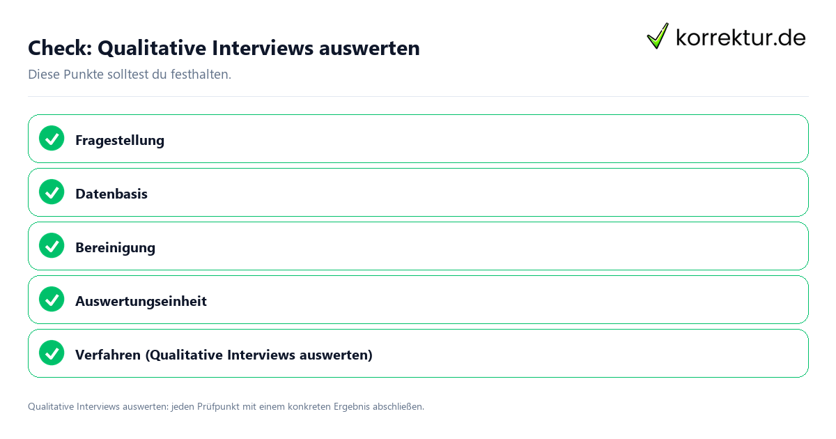 Qualitative Interviews auswerten mit einer themenspezifischen Checkliste