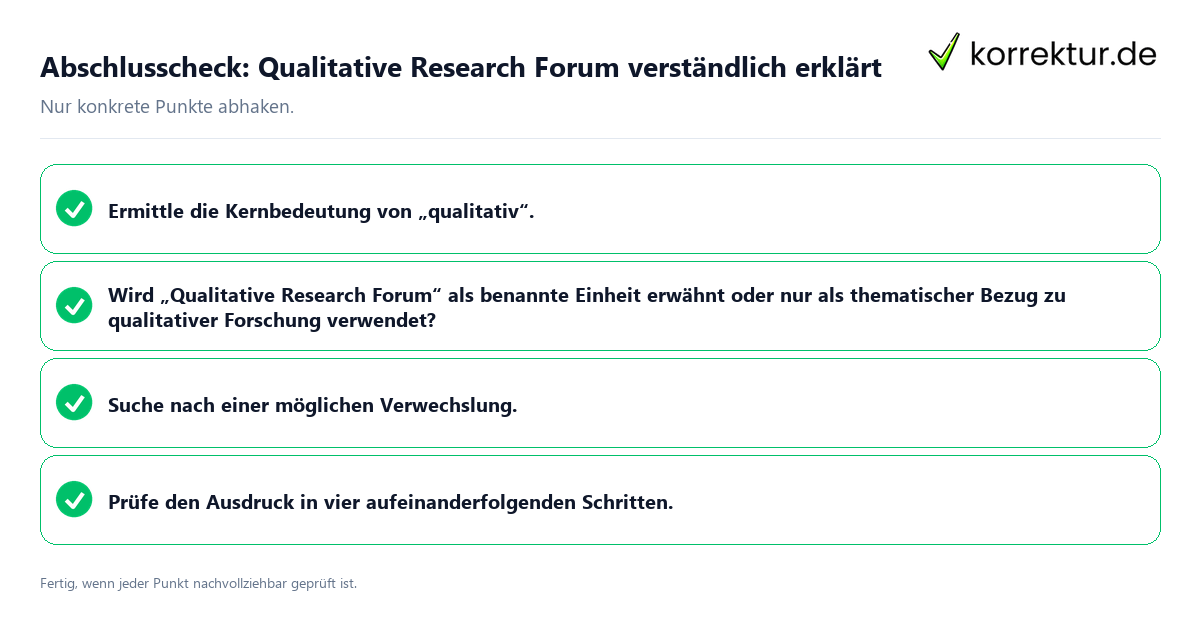 Konkreter Abschlusscheck zu Qualitative Research Forum verständlich erklärt