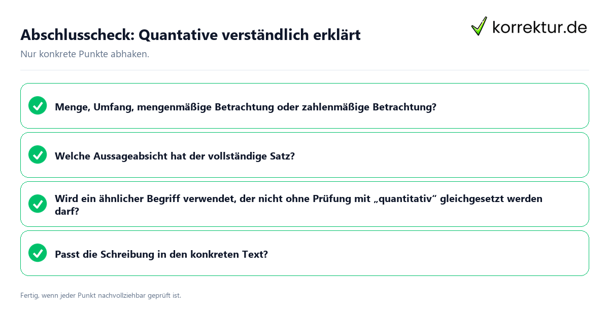 Konkreter Abschlusscheck zu Quantative verständlich erklärt