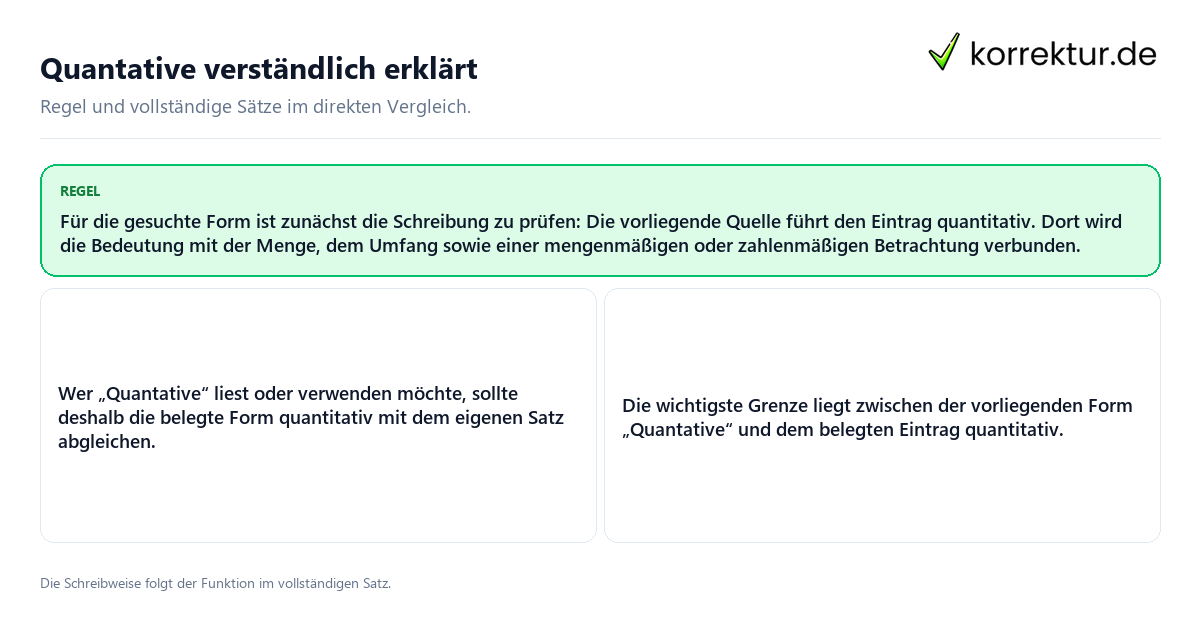 Konkrete Regel und vollständige Beispielsätze zu Quantative verständlich erklärt