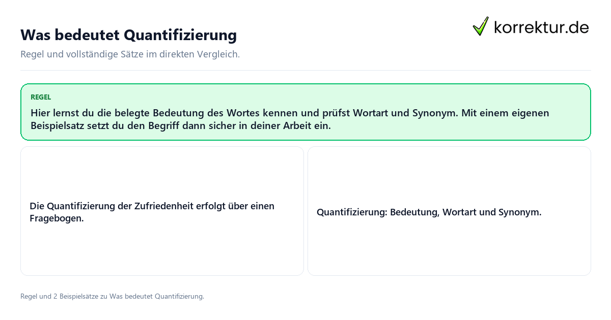 Konkrete Regel und vollständige Beispielsätze zu Was bedeutet Quantifizierung