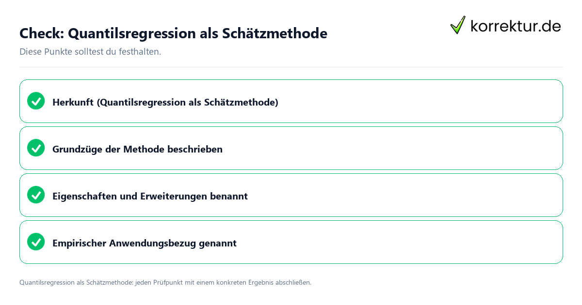 Check: Quantilsregression als Schätzmethode Quantilsregression als Schätzmethode mit einer themenspezifischen Checkliste