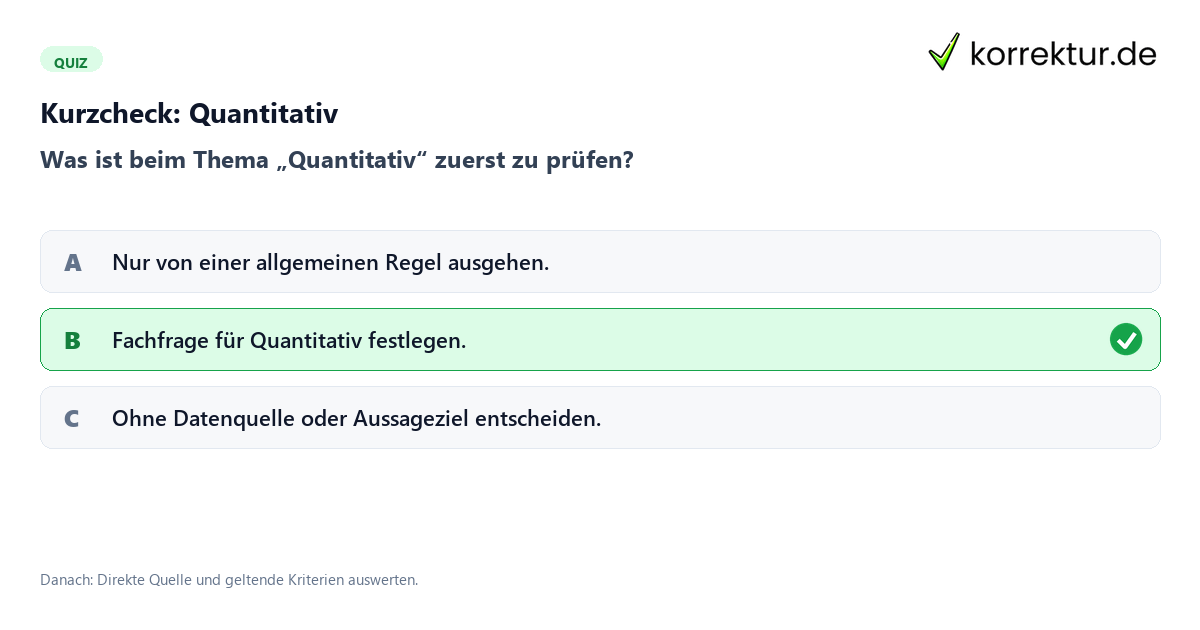 Quantitativ mit einem Kurzquiz zum sinnvollen nächsten Schritt