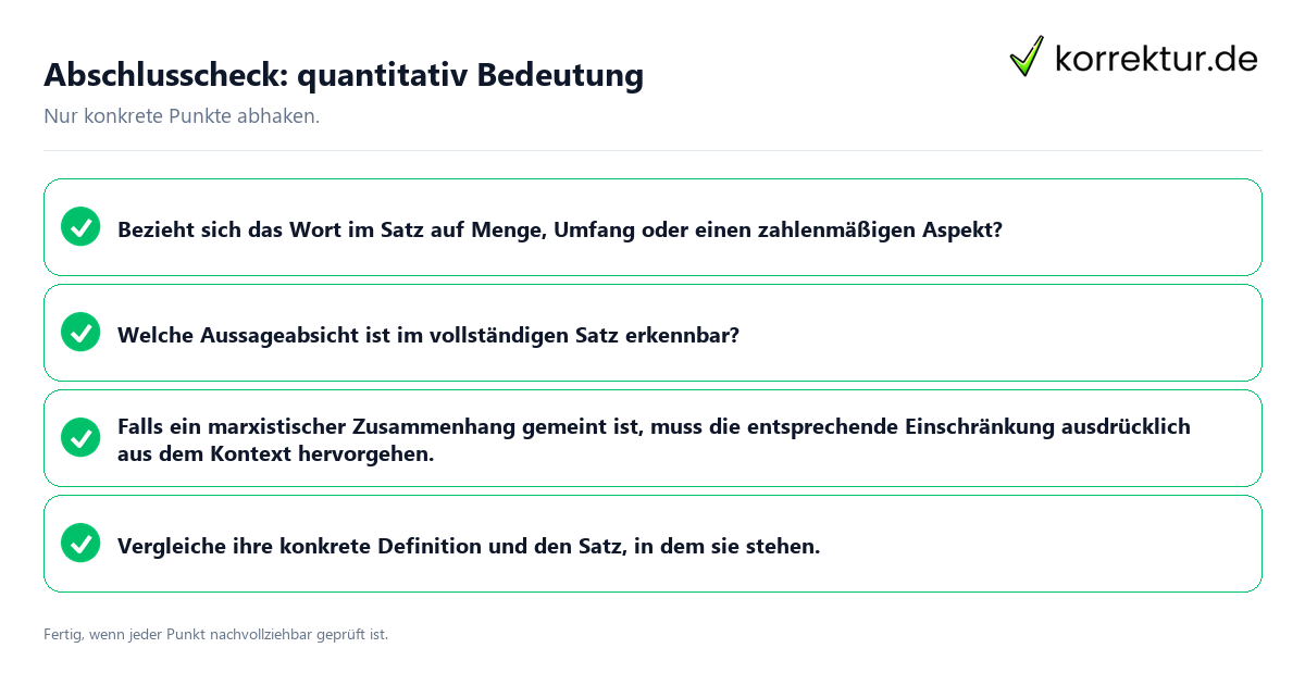 Abschlusscheck: quantitativ Bedeutung Konkreter Abschlusscheck zu quantitativ Bedeutung