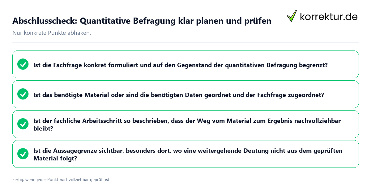 Abschlusscheck: Quantitative Befragung klar planen und prüfen Konkreter Abschlusscheck zu Quantitative Befragung klar planen und prüfen