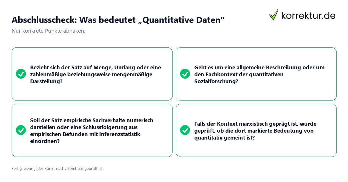 Konkreter Abschlusscheck zu Was bedeutet „Quantitative Daten“