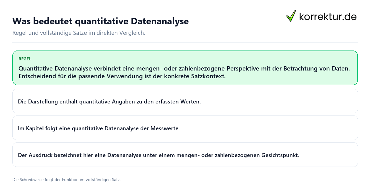 Konkrete Regel und vollständige Beispielsätze zu Was bedeutet quantitative Datenanalyse
