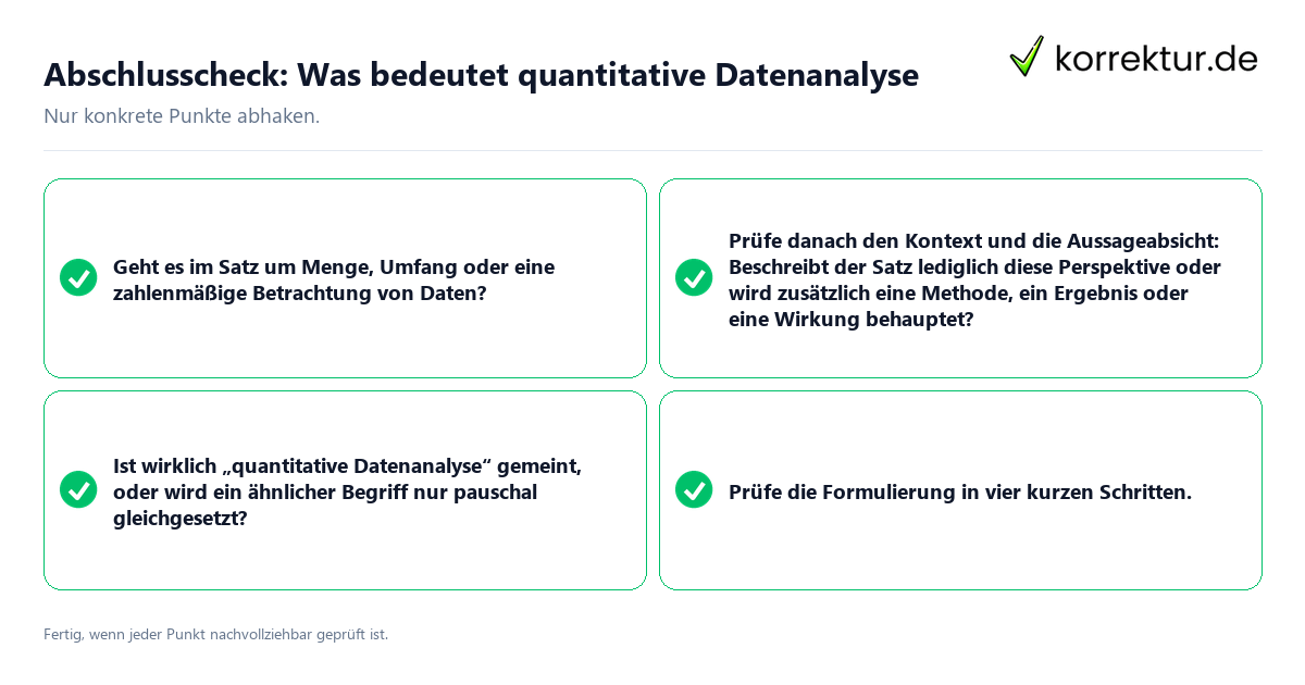 Konkreter Abschlusscheck zu Was bedeutet quantitative Datenanalyse