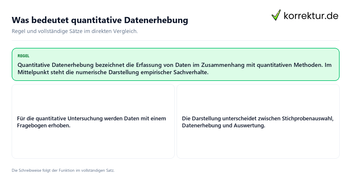 Konkrete Regel und vollständige Beispielsätze zu Was bedeutet quantitative Datenerhebung