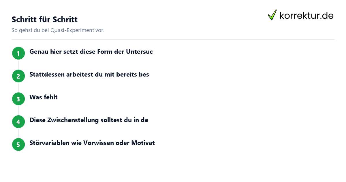 Schritt für Schritt Quasi-Experiment: Schritte