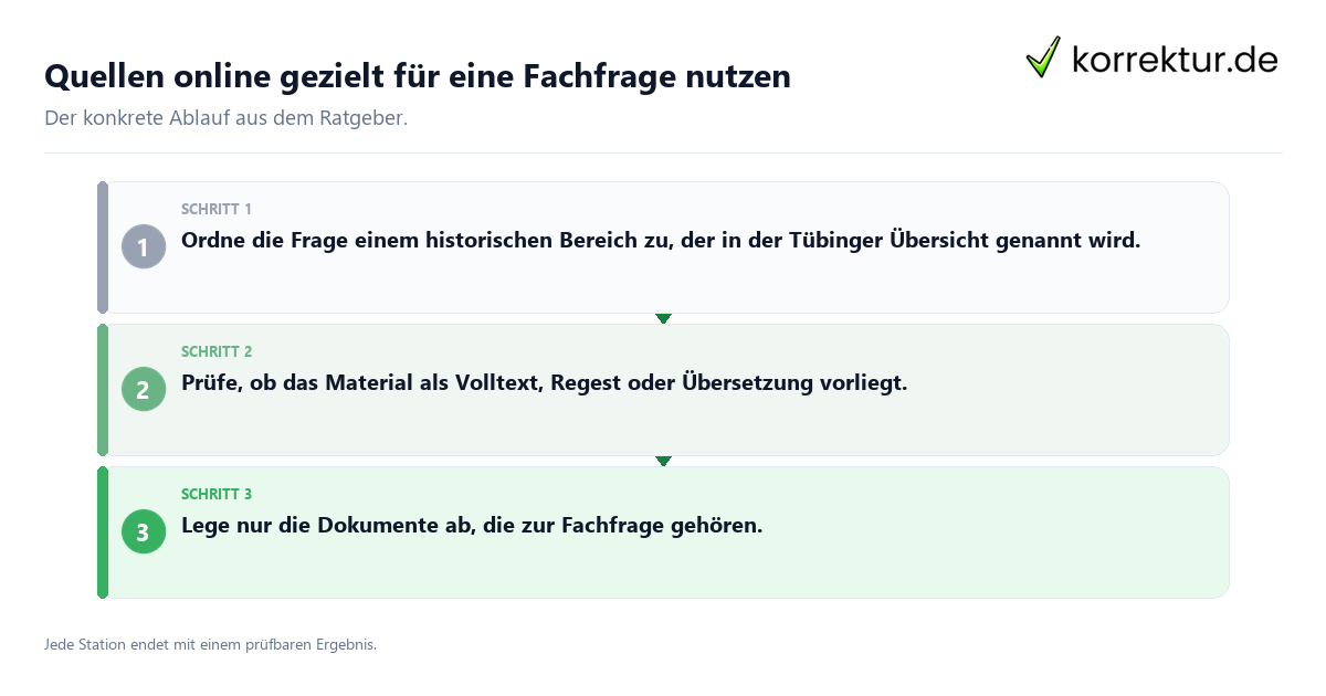 Konkrete Schritte zu Quellen online gezielt für eine Fachfrage nutzen