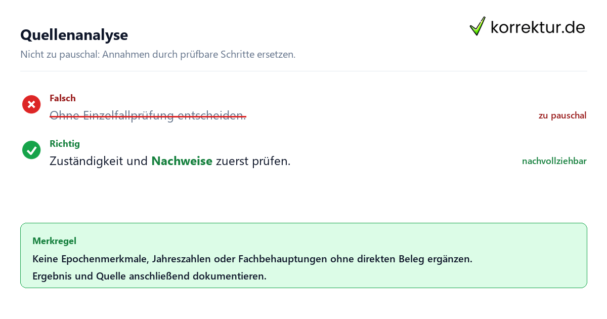 Ungeeignete und belastbare Vorgehensweise bei Quellenanalyse