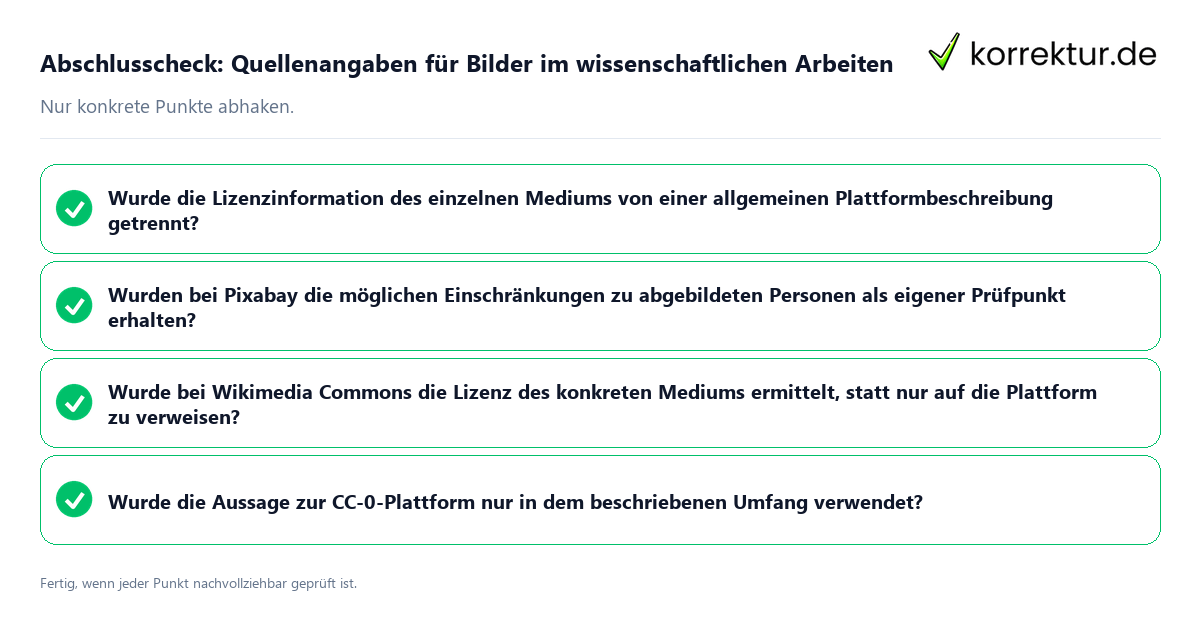 Konkreter Abschlusscheck zu Quellenangaben für Bilder im wissenschaftlichen Arbeiten