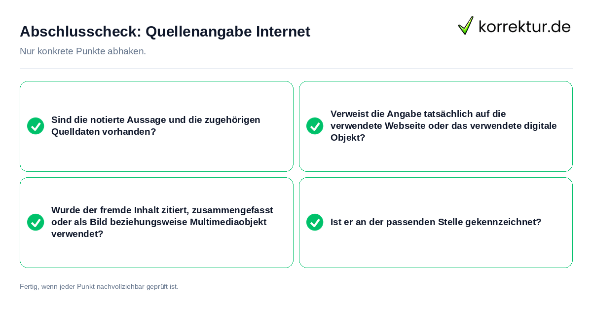 Abschlusscheck: Quellenangabe Internet Konkreter Abschlusscheck zu Quellenangabe Internet
