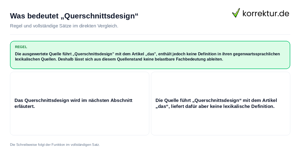 Was bedeutet „Querschnittsdesign“ Konkrete Regel und vollständige Beispielsätze zu Was bedeutet „Querschnittsdesign“