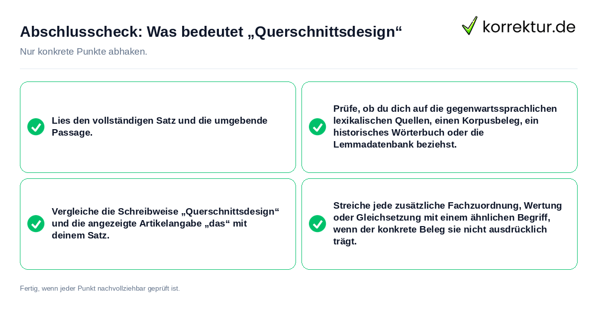 Abschlusscheck: Was bedeutet „Querschnittsdesign“ Konkreter Abschlusscheck zu Was bedeutet „Querschnittsdesign“