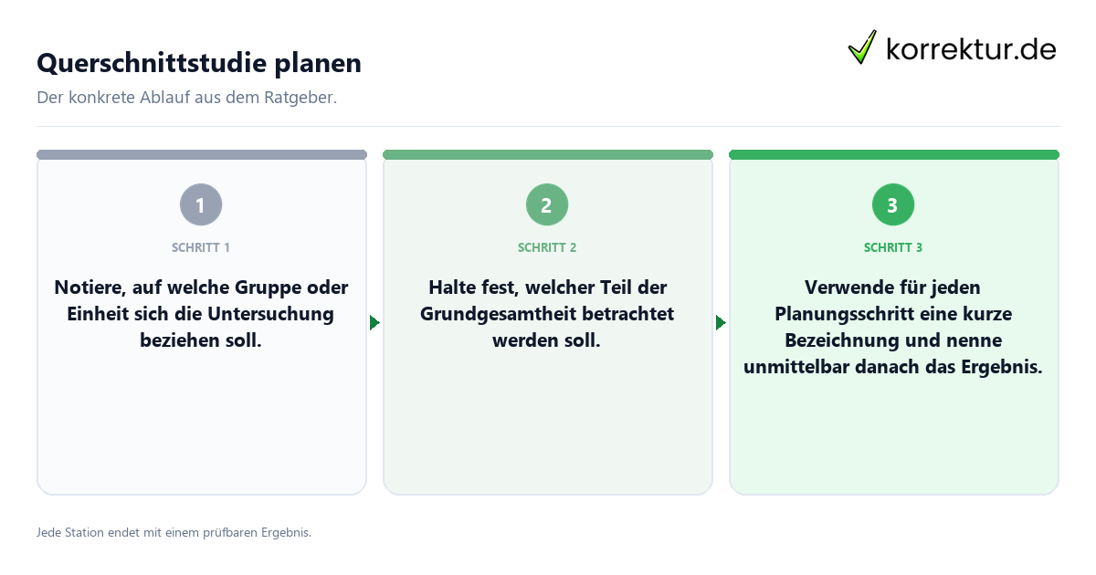 Querschnittstudie planen Konkrete Schritte zu Querschnittstudie planen
