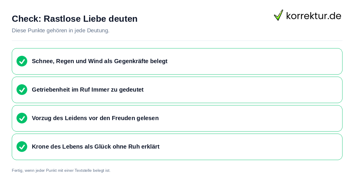 Rastlose Liebe deuten: Prüfliste mit vier Punkten