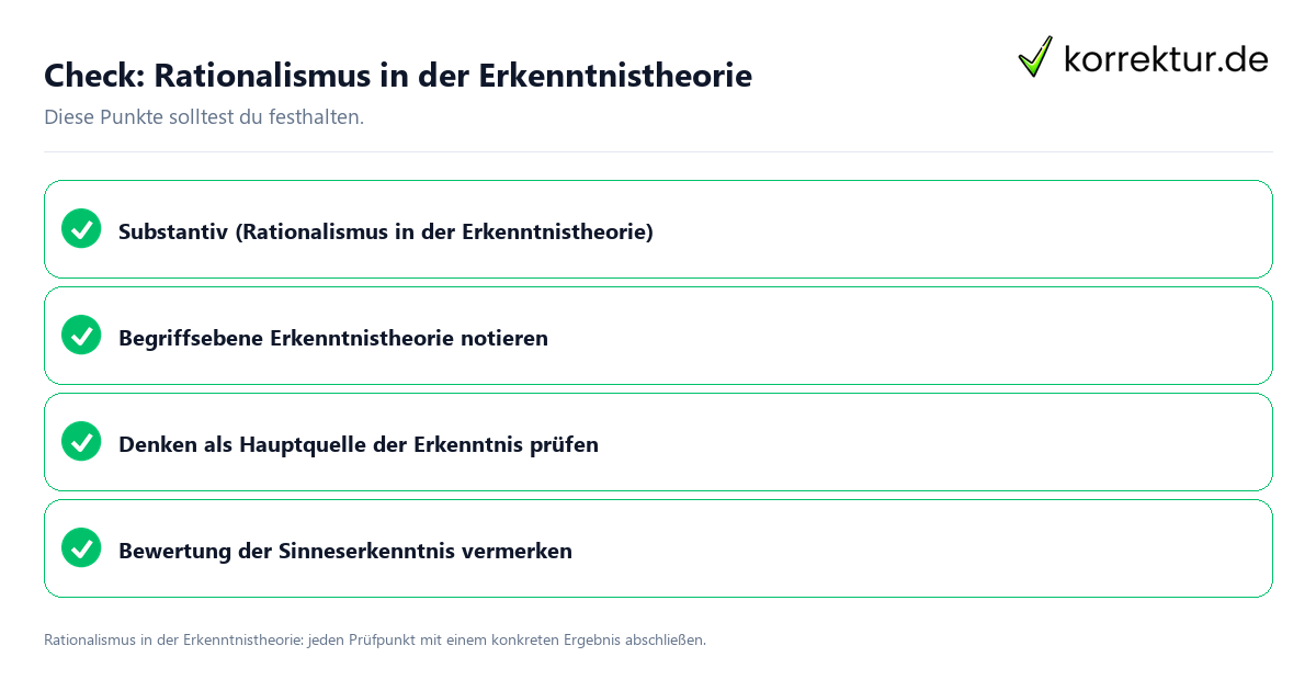 Rationalismus in der Erkenntnistheorie mit einer themenspezifischen Checkliste