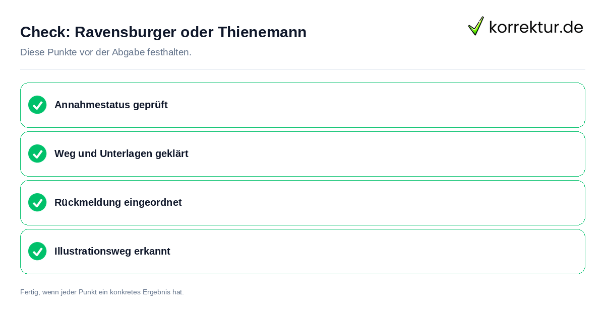 Ravensburger oder Thienemann: Prüfliste mit vier Punkten