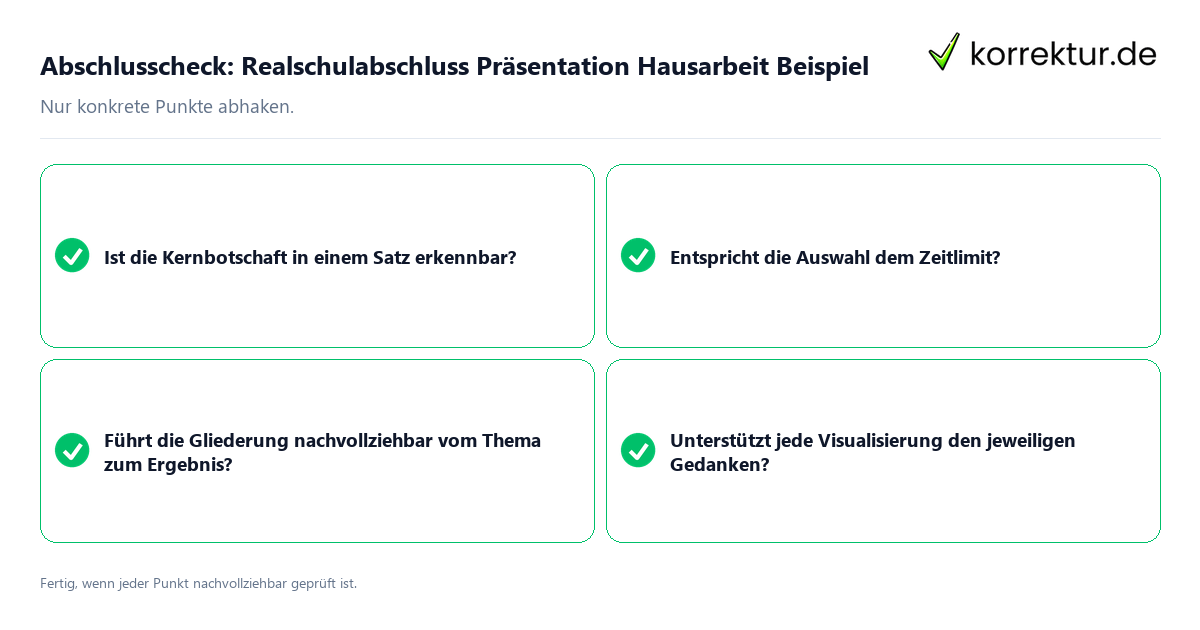 Konkreter Abschlusscheck zu Realschulabschluss Präsentation Hausarbeit Beispiel