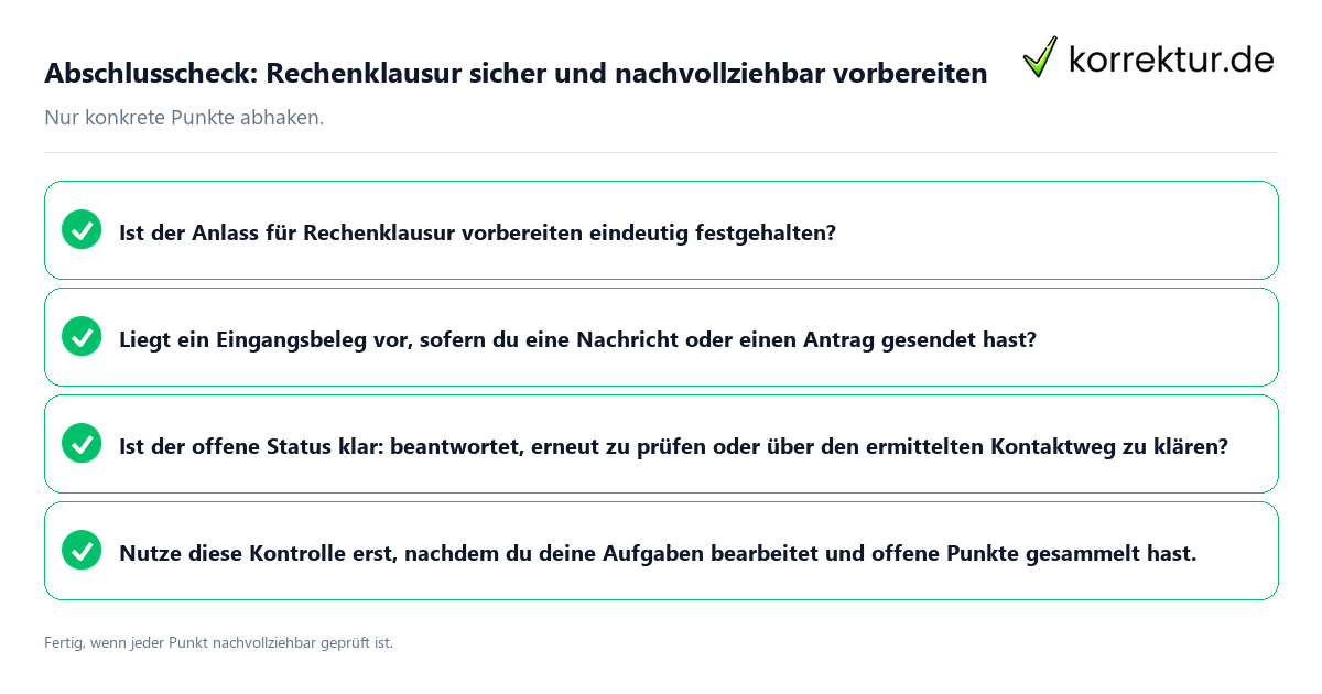 Konkreter Abschlusscheck zu Rechenklausur sicher und nachvollziehbar vorbereiten