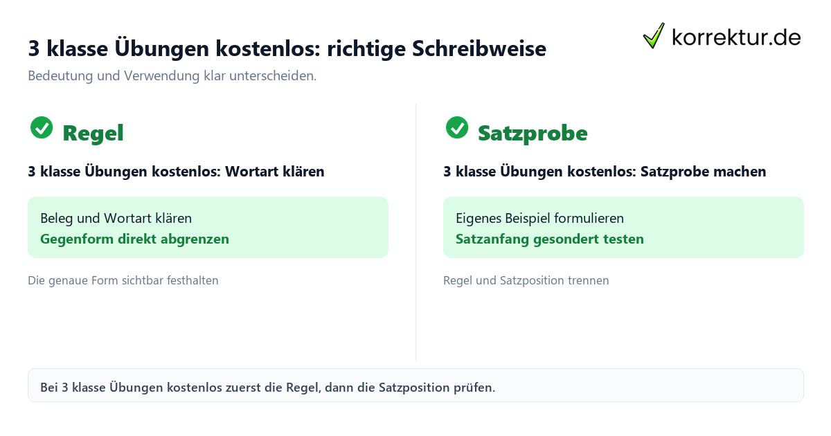 3 klasse Übungen kostenlos: richtige Schreibweise mit Bedeutung und passender Verwendung im Vergleich