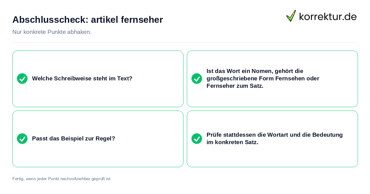 Konkreter Abschlusscheck zu artikel fernseher