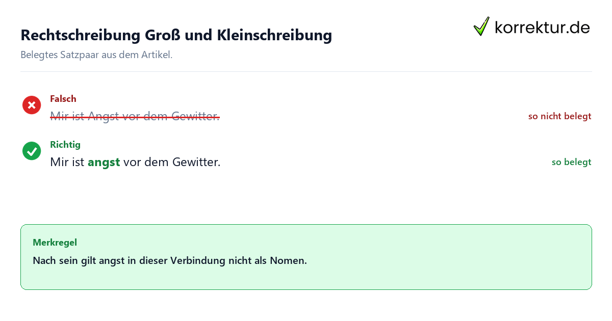 Falsches und richtiges Satzbeispiel zu Rechtschreibung Groß und Kleinschreibung