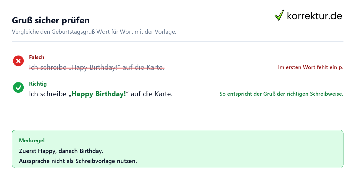 Gruß sicher prüfen Happy Birthday: So lautet die richtige Schreibweise auf einer Karte