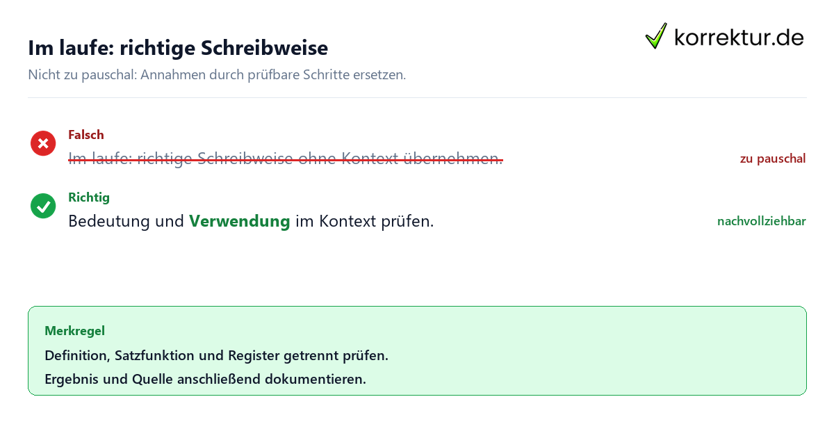 Ungeeignete und belastbare Vorgehensweise bei Im laufe: richtige Schreibweise