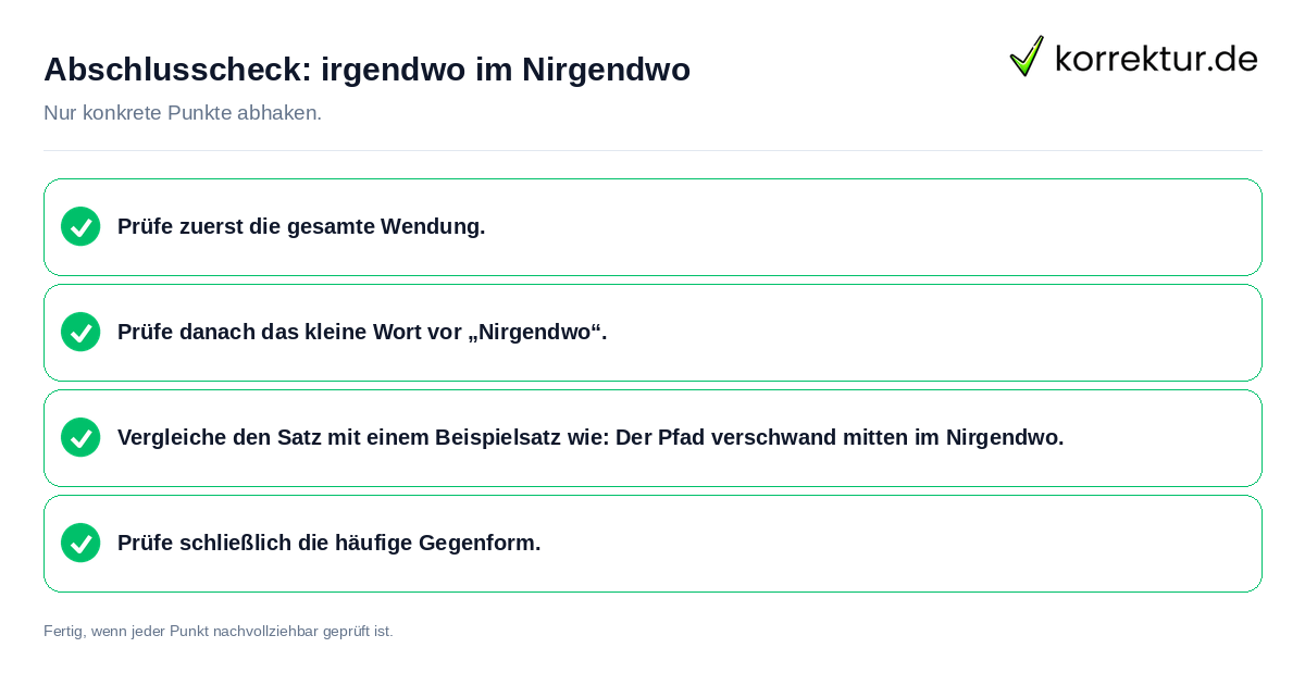Abschlusscheck: irgendwo im Nirgendwo Konkreter Abschlusscheck zu irgendwo im Nirgendwo
