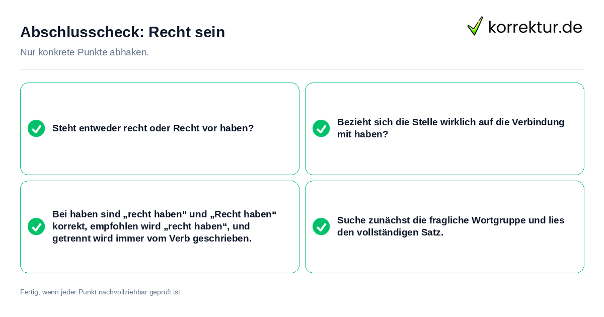 Abschlusscheck: Recht sein Konkreter Abschlusscheck zu Recht sein