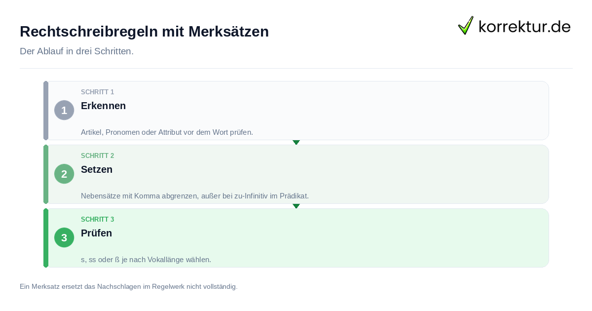 Rechtschreibregeln mit Merksätzen Rechtschreibregeln mit Merksätzen: der Ablauf in drei Schritten