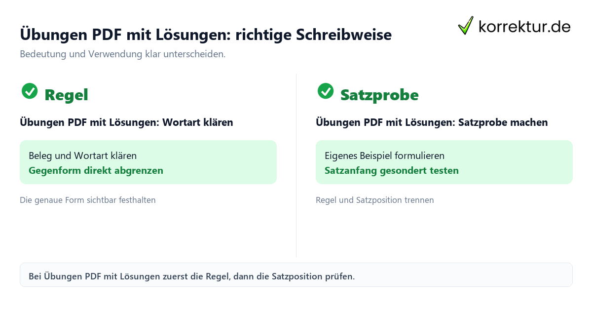 Übungen PDF mit Lösungen: richtige Schreibweise mit Bedeutung und passender Verwendung im Vergleich