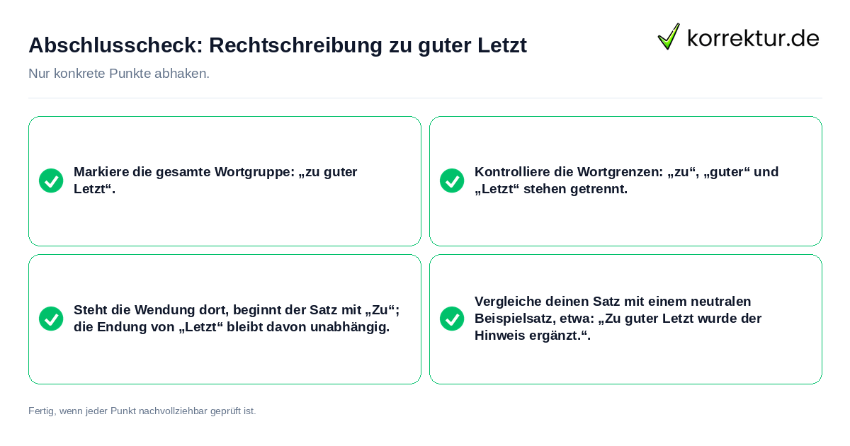 Konkreter Abschlusscheck zu Rechtschreibung zu guter Letzt