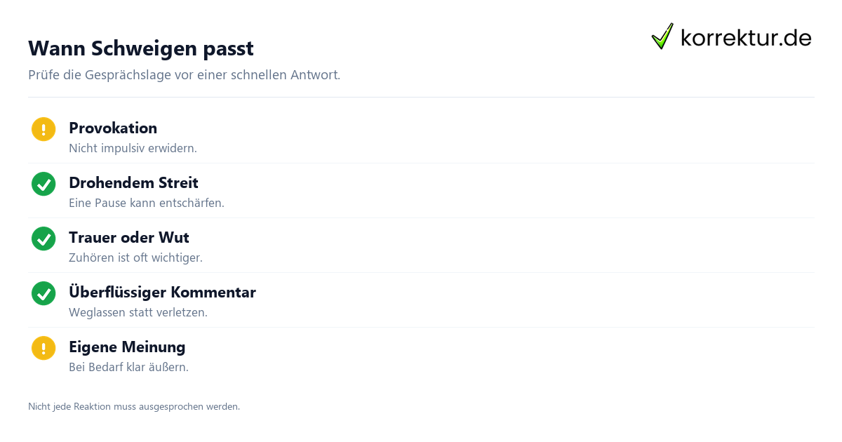 Wann Schweigen passt Was bedeutet „Reden ist Silber, Schweigen ist Gold“? Gesprächslagen erkennen