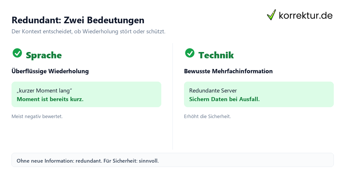Redundant: Zwei Bedeutungen Redundant Bedeutung im sprachlichen und technischen Kontext