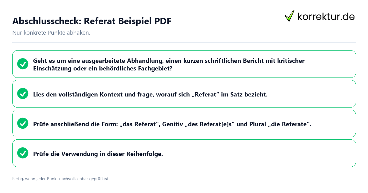 Abschlusscheck: Referat Beispiel PDF Konkreter Abschlusscheck zu Referat Beispiel PDF