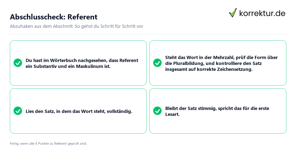 Abschlusscheck: Referent Konkreter Abschlusscheck zu Referent