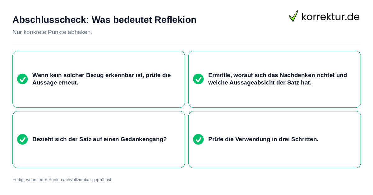 Abschlusscheck: Was bedeutet Reflekion Konkreter Abschlusscheck zu Was bedeutet Reflekion