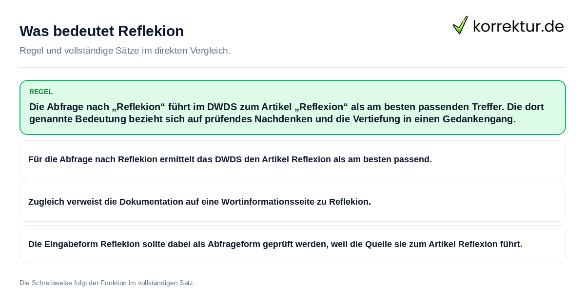 Was bedeutet Reflekion Konkrete Regel und vollständige Beispielsätze zu Was bedeutet Reflekion