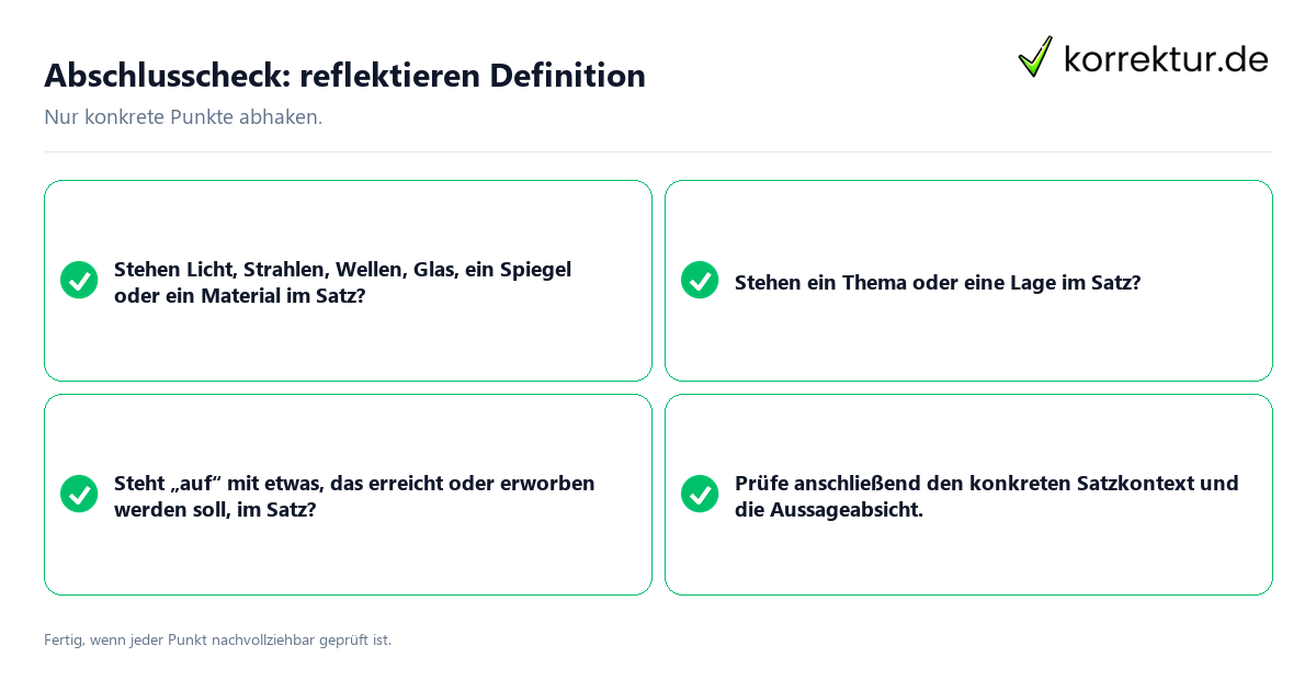 Konkreter Abschlusscheck zu reflektieren Definition