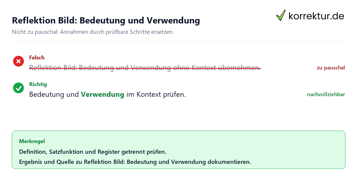 Reflektion Bild: Bedeutung und Verwendung Ungeeignete und belastbare Vorgehensweise bei Reflektion Bild: Bedeutung und Verwendung