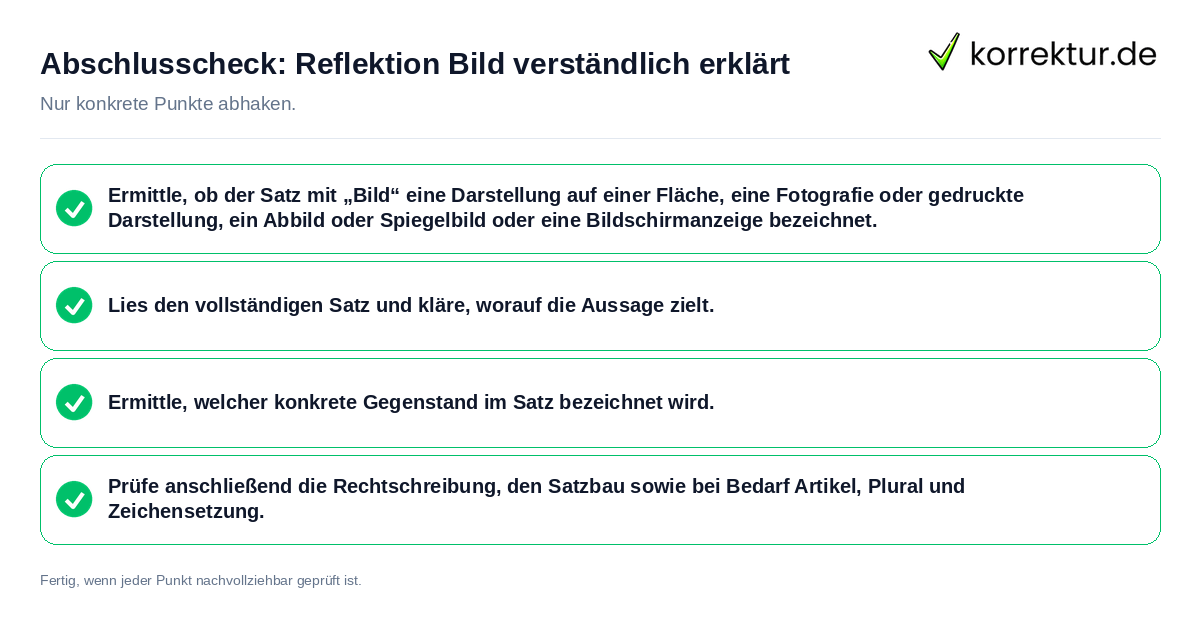 Abschlusscheck: Reflektion Bild verständlich erklärt Konkreter Abschlusscheck zu Reflektion Bild verständlich erklärt