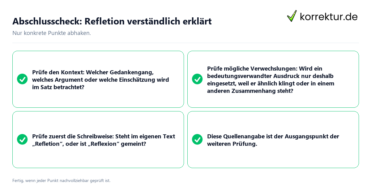 Konkreter Abschlusscheck zu Refletion verständlich erklärt