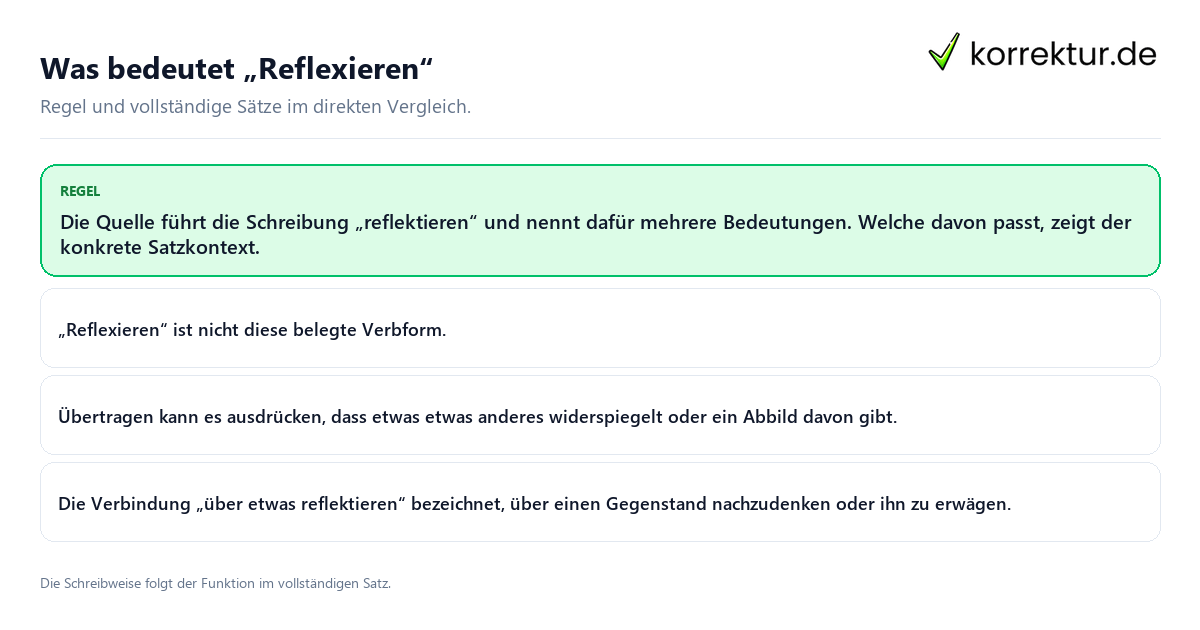Was bedeutet „Reflexieren“ Konkrete Regel und vollständige Beispielsätze zu Was bedeutet „Reflexieren“